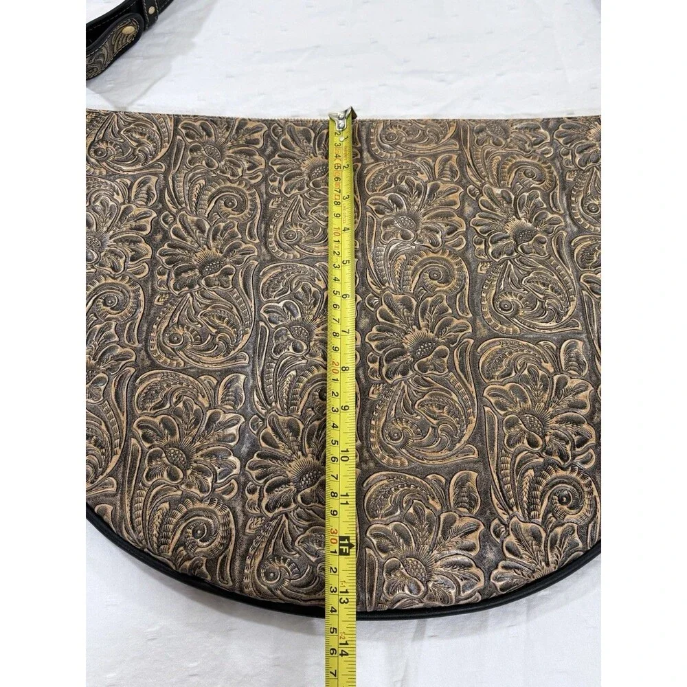 Vintage Maxximum Western Floral Embossed Half Moon Shoulder Bag Y2K